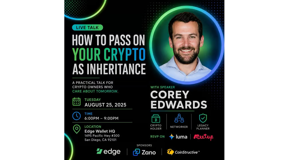 Bitcoin & Open Blockchain San Diego — How to Pass on Your Crypto as Inheritance